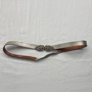 Fossil Silver Women's Belt with Embellished Buckle size Medium stretchy 31.5”